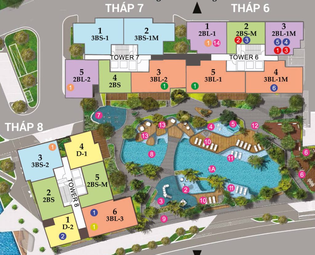Mặt bằng tháp T6, T7, T8 - Gia đoạn 2 dự án Riviera Point