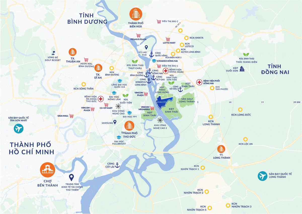 Dự án tiếp giáp sông Đồng Nai với hơn 5,5 km mặt tiền sông