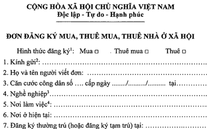 Các giấy tờ nhà ở xã hội