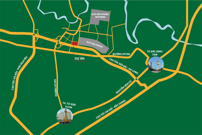 Vị trí nhà ở xã hội Viglacera KCN Yên Phong
