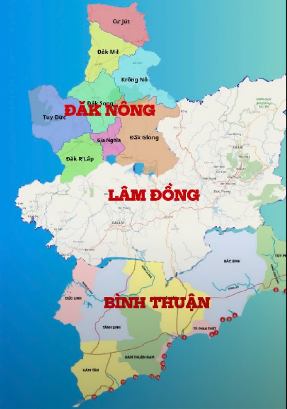 Sáp nhập Lâm Đồng - Đắk Nông - Bình Thuận