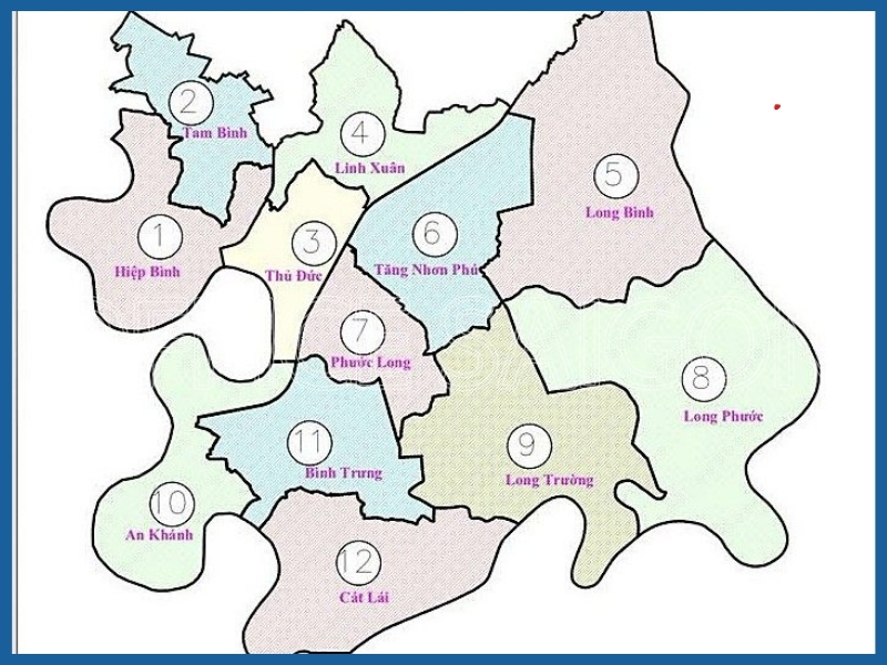 Bản đồ thành phố Thủ Đức sau sáp nhập