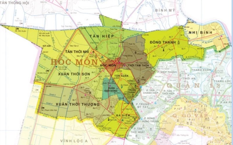 Bản đồ hành chính huyên Hóc Môn TPHCM