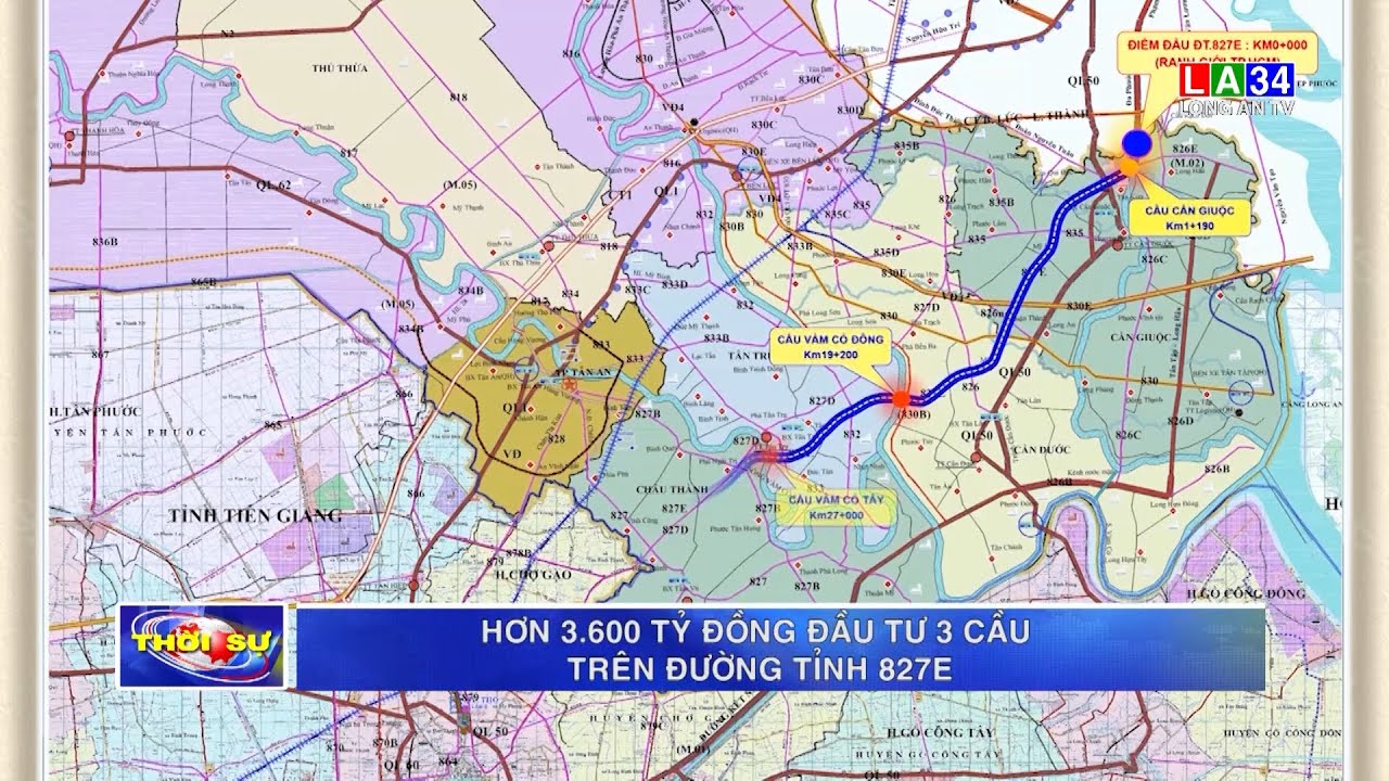 Hơn 3 600 tỷ đồng đầu tư 3 cầu trên đường tỉnh 827E I LONG AN TV - YouTube