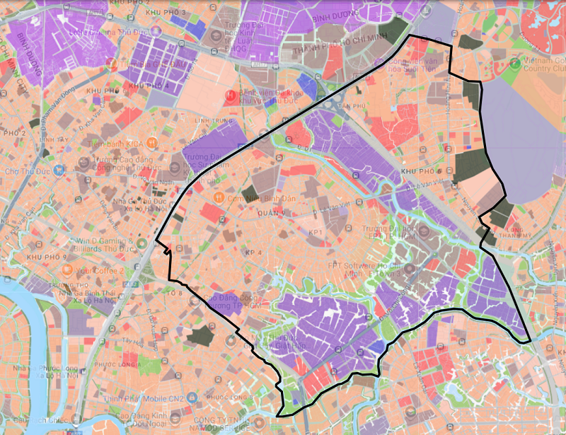 Bản đồ quy hoạch phường Tăng Nhơn Phú sau sáp nhập
