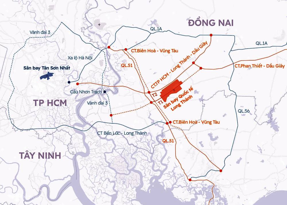Các tuyến đường quan trọng từ TP.HCM và các tỉnh đến sân bay Long Thành