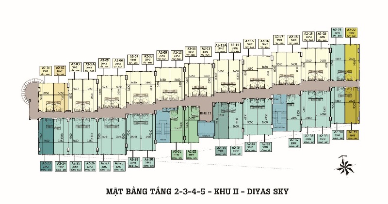Mặt bằng tầng 2 đến tầng 5 - Khu 2