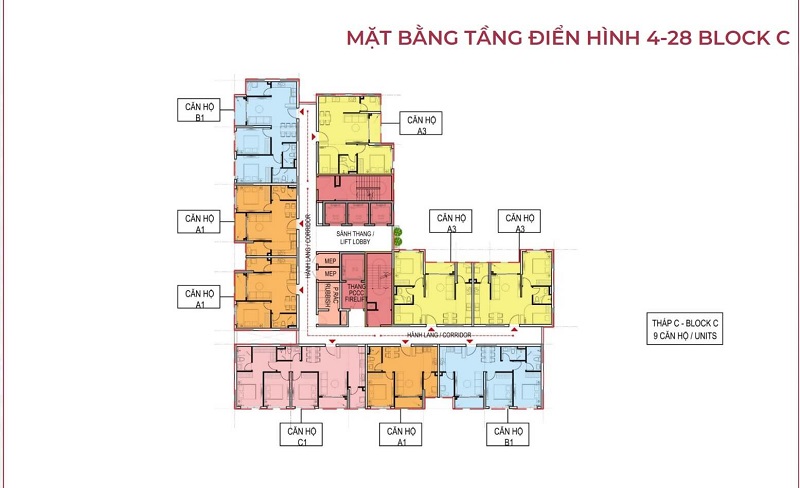 Mặt bằng tầng 4-28 block C