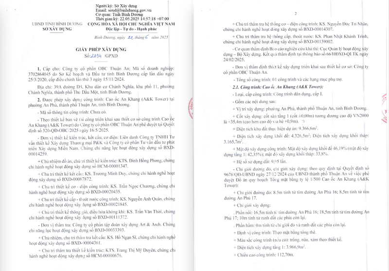 Giấy phép xây dựng dự án A&K
